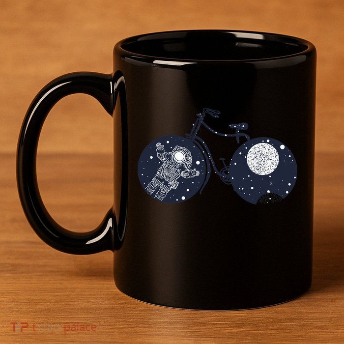 Retro Astronaut Space Bicycle 11oz C Handle Ceramic Mug