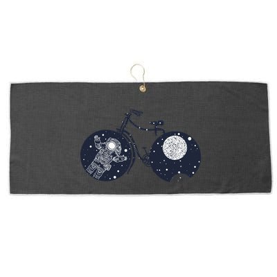 Retro Astronaut Space Bicycle Large Microfiber Waffle Golf Towel
