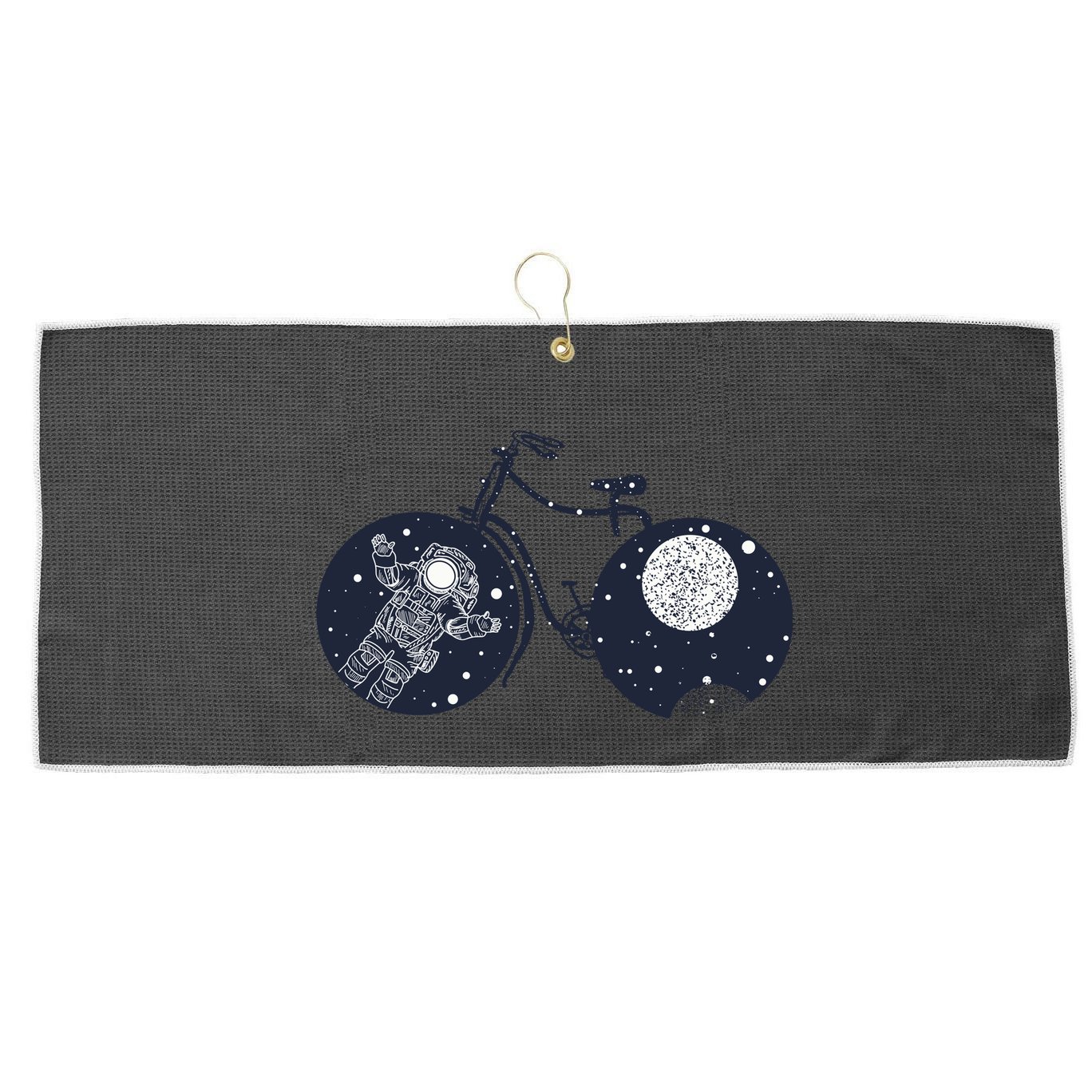 Retro Astronaut Space Bicycle Large Microfiber Waffle Golf Towel