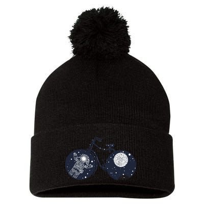 Retro Astronaut Space Bicycle Pom Pom 12in Knit Beanie