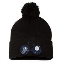 Retro Astronaut Space Bicycle Pom Pom 12in Knit Beanie
