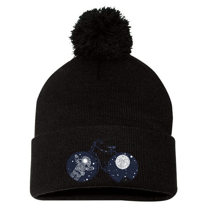 Retro Astronaut Space Bicycle Pom Pom 12in Knit Beanie