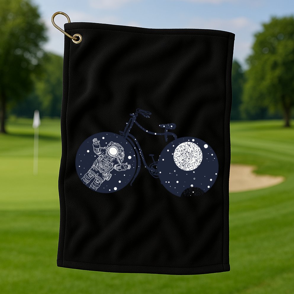 Retro Astronaut Space Bicycle Golf Towel