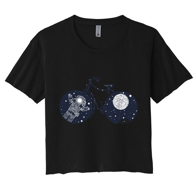 Retro Astronaut Space Bicycle Crop Top