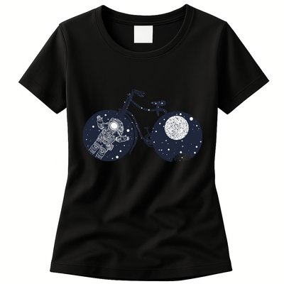 Retro Astronaut Space Bicycle Womens T-Shirt