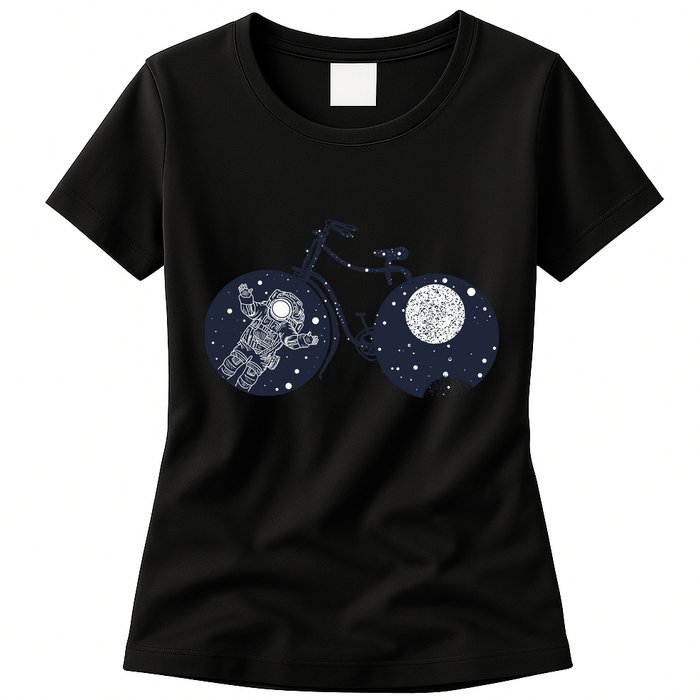 Retro Astronaut Space Bicycle Womens T-Shirt