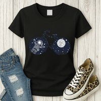 Retro Astronaut Space Bicycle Womens T-Shirt
