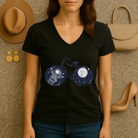 Retro Astronaut Space Bicycle Women's V-Neck T-Shirt