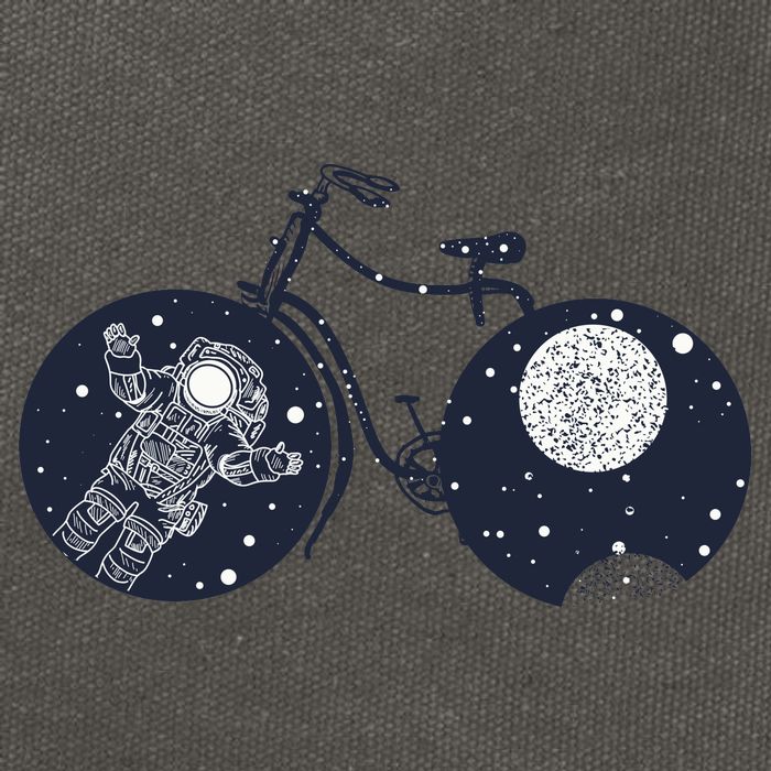Retro Astronaut Space Bicycle Cotton Canvas Backpack