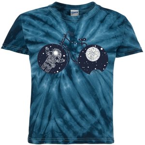 Retro Astronaut Space Bicycle Kids Tie-Dye T-Shirt