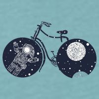 Retro Astronaut Space Bicycle Sueded Cloud Jersey T-Shirt