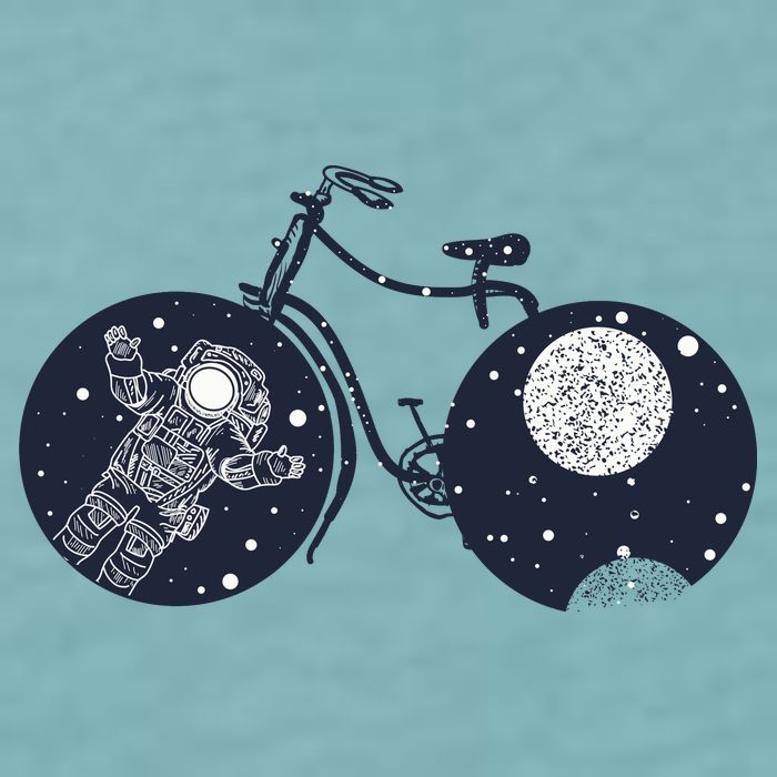 Retro Astronaut Space Bicycle Sueded Cloud Jersey T-Shirt