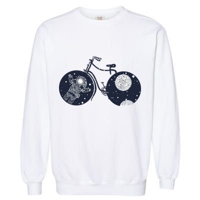 Retro Astronaut Space Bicycle Garment-Dyed Sweatshirt
