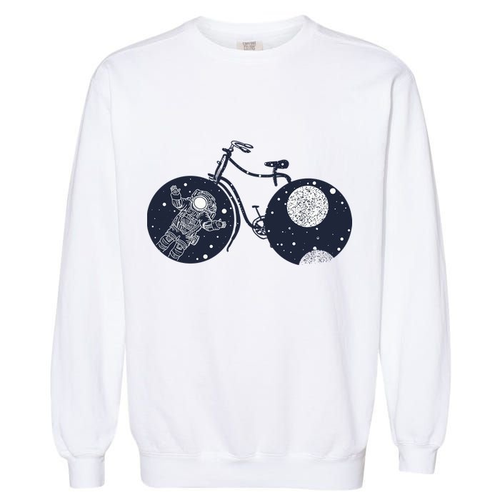 Retro Astronaut Space Bicycle Garment-Dyed Sweatshirt