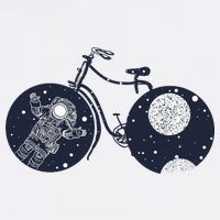 Retro Astronaut Space Bicycle Garment-Dyed Sweatshirt