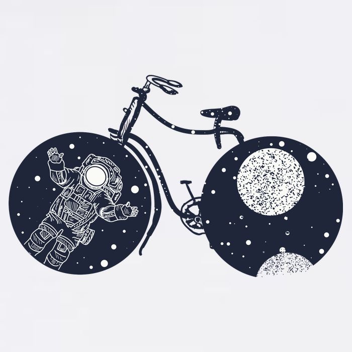 Retro Astronaut Space Bicycle Garment-Dyed Sweatshirt