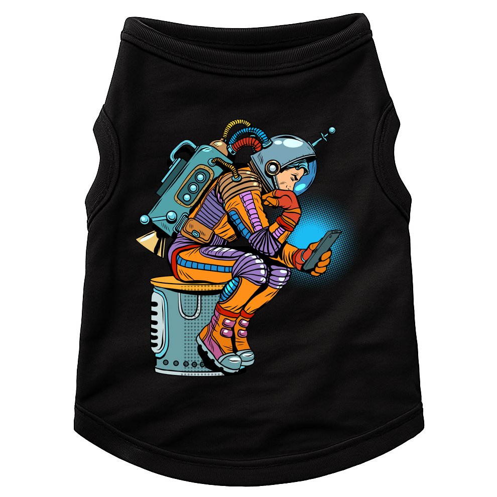 Retro Astronaut With Smartphone Doggie Tank