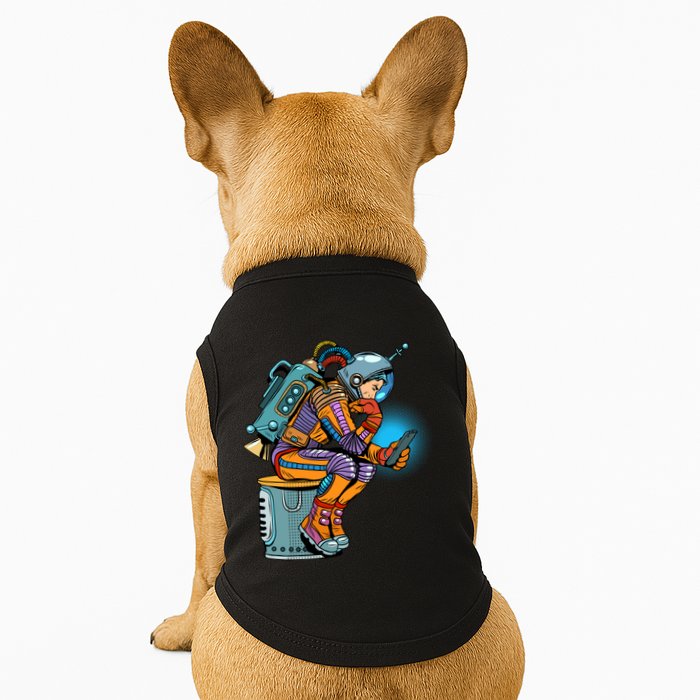 Retro Astronaut With Smartphone Doggie Tank