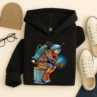 Retro Astronaut With Smartphone Hoodie