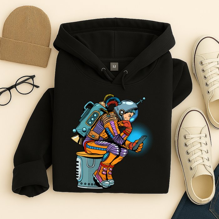 Retro Astronaut With Smartphone Hoodie