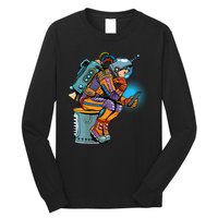 Retro Astronaut With Smartphone Long Sleeve Shirt