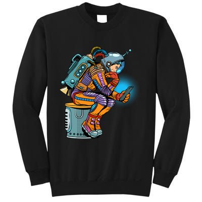Retro Astronaut With Smartphone Sweatshirt