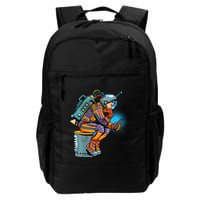 Retro Astronaut With Smartphone Backpack
