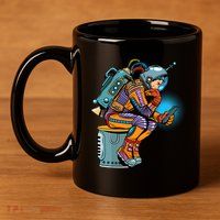 Retro Astronaut With Smartphone 11oz C Handle Ceramic Mug