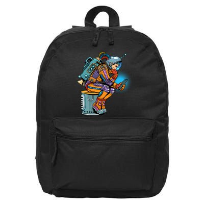 Retro Astronaut With Smartphone 16 in Basic Backpack