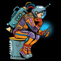 Retro Astronaut With Smartphone 16 in Basic Backpack