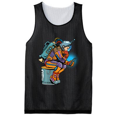 Retro Astronaut With Smartphone Mesh Reversible Basketball Jersey Tank