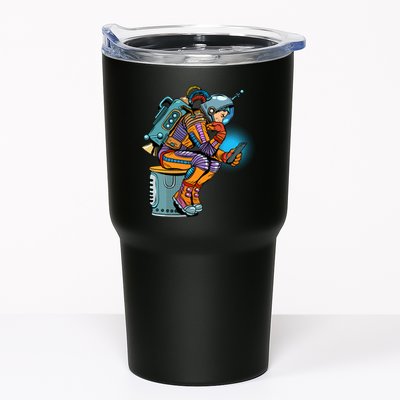 Retro Astronaut With Smartphone Tumbler
