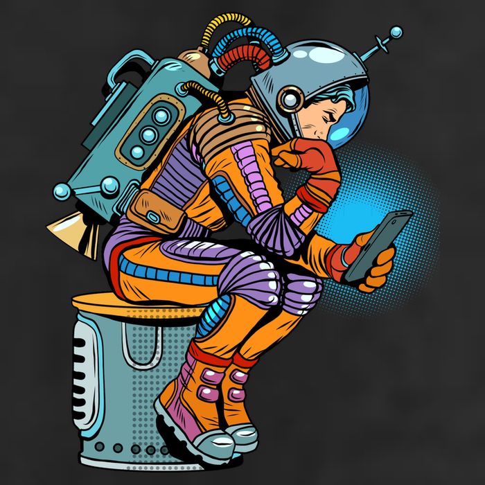 Retro Astronaut With Smartphone Tumbler