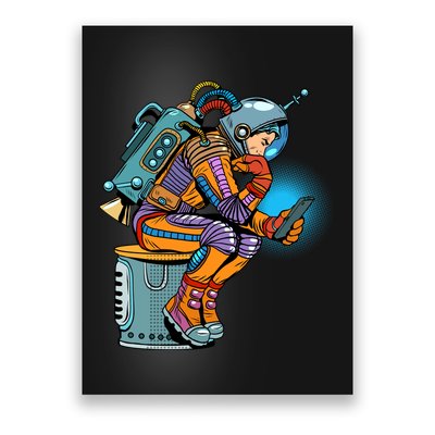 Retro Astronaut With Smartphone Poster