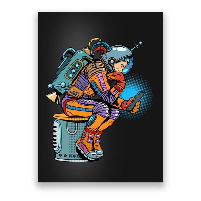 Retro Astronaut With Smartphone Poster