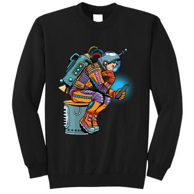 Retro Astronaut With Smartphone Tall Sweatshirt