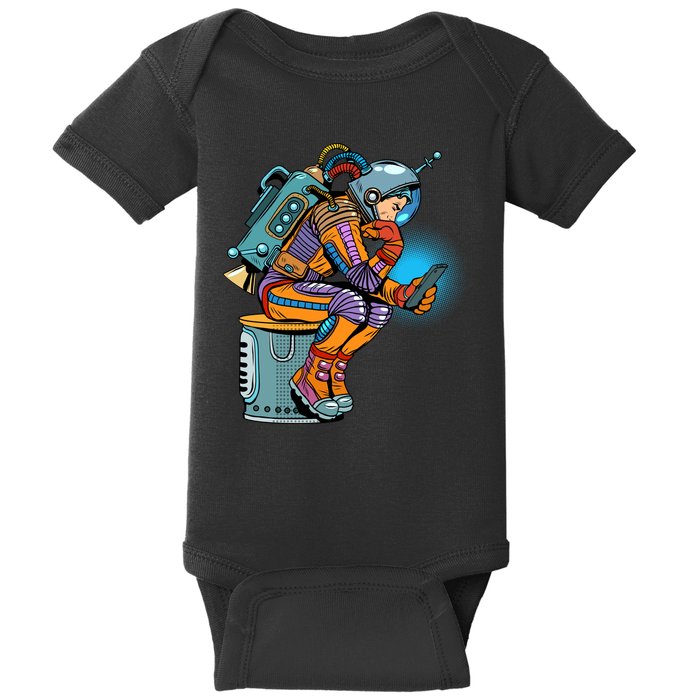 Retro Astronaut With Smartphone Baby Bodysuit