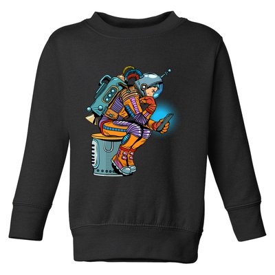 Retro Astronaut With Smartphone Toddler Sweatshirt