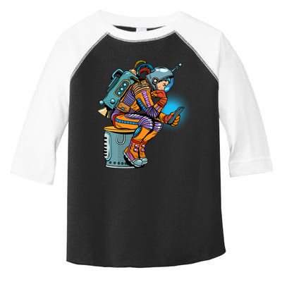 Retro Astronaut With Smartphone Toddler Fine Jersey T-Shirt