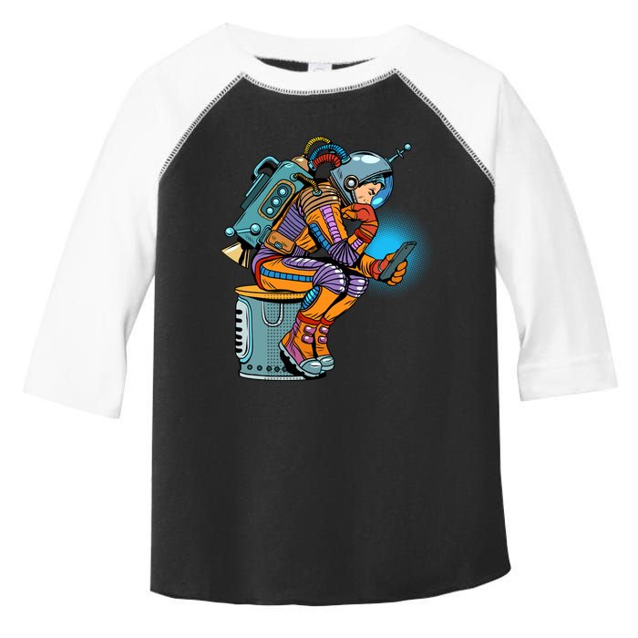 Retro Astronaut With Smartphone Toddler Fine Jersey T-Shirt