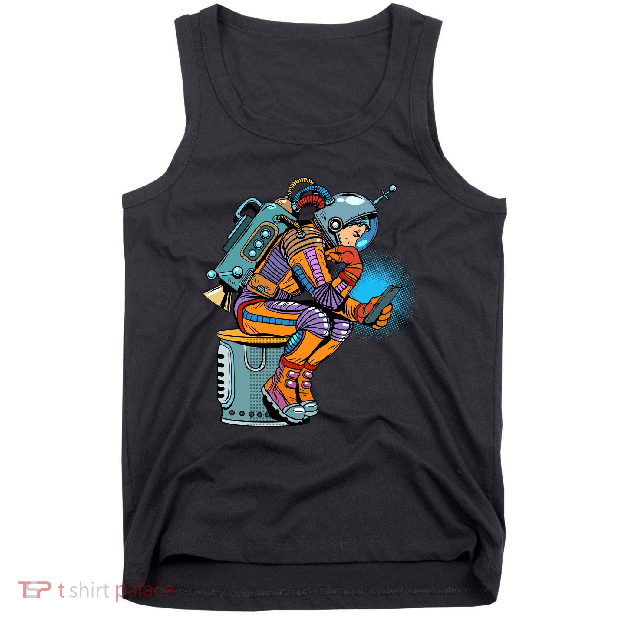 Retro Astronaut With Smartphone Tank Top
