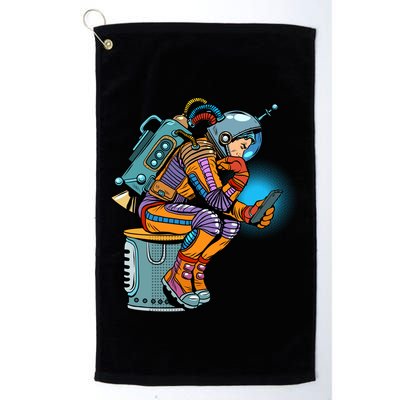 Retro Astronaut With Smartphone Golf Towel