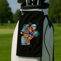 Retro Astronaut With Smartphone Golf Towel