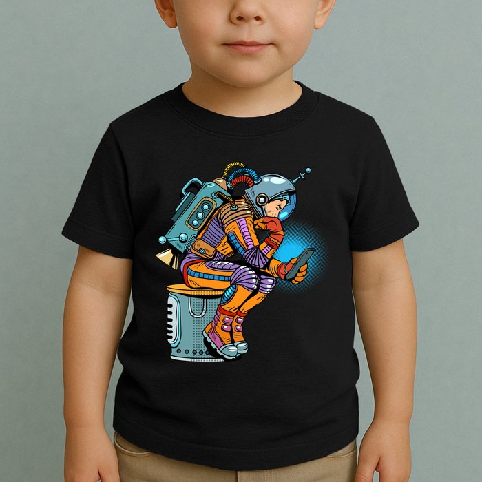 Retro Astronaut With Smartphone Toddler T-Shirt