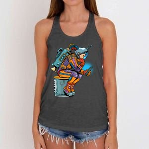 Retro Astronaut With Smartphone Women's Knotted Racerback Tank