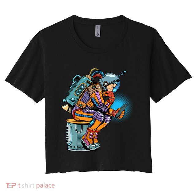 Retro Astronaut With Smartphone Crop Top