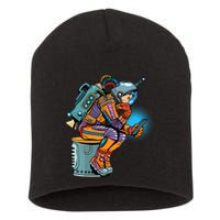 Retro Astronaut With Smartphone Short Acrylic Beanie