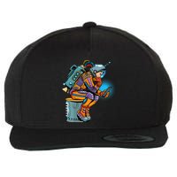 Retro Astronaut With Smartphone Wool Snapback Cap
