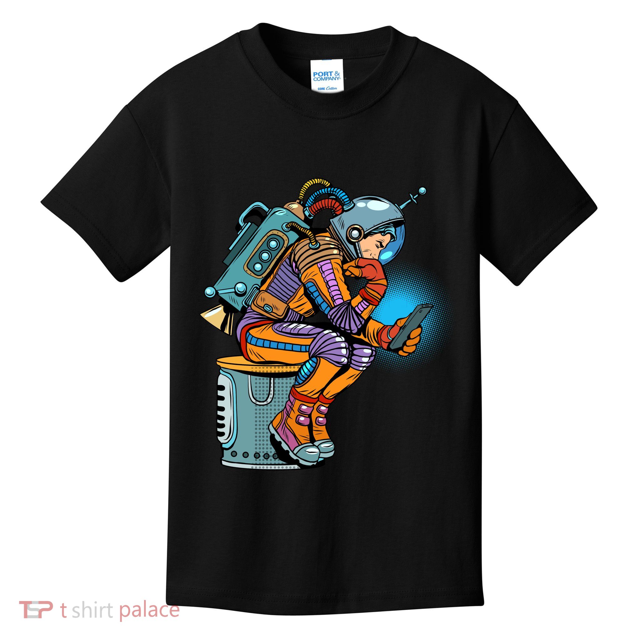 Retro Astronaut With Smartphone Kids T-Shirt