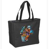 Retro Astronaut With Smartphone Zip Tote Bag